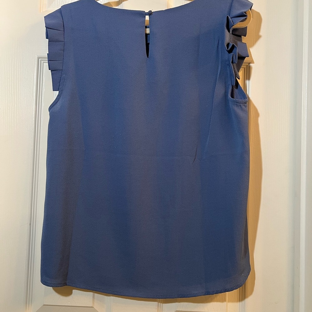 🦋 Monteau Blue Ruffle Sleeve Blouse size xlarge - Picture 5 of 5